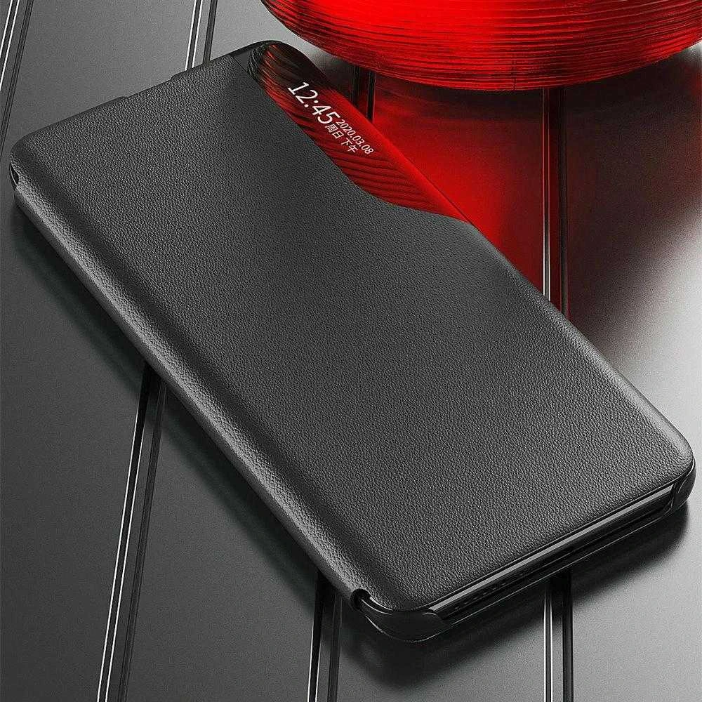 Hurtel Eco Leather View dėklas Elegant Flip Cover Stand Function Poco M4 Pro 5G juodos spalvos