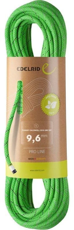 EDELRID TOMMY CALDWELL ECO DRY DT 9,6 mm 80 m laipiojimo virvė – NEONINĖ ŽALIA