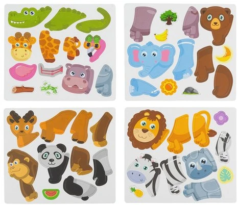 Iso Trade Montessori magnetinė dėlionė vaikams - Afrikos gyvūnai, 47 magnetai, 6 kortelės