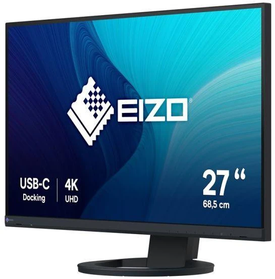 Ausinės EIZO FlexScan EV2740S-BK – 27 colių IPS LCD monitorius, 4K UHD 3840 x 2160 (16:9), USB-C jungtys (juodas)