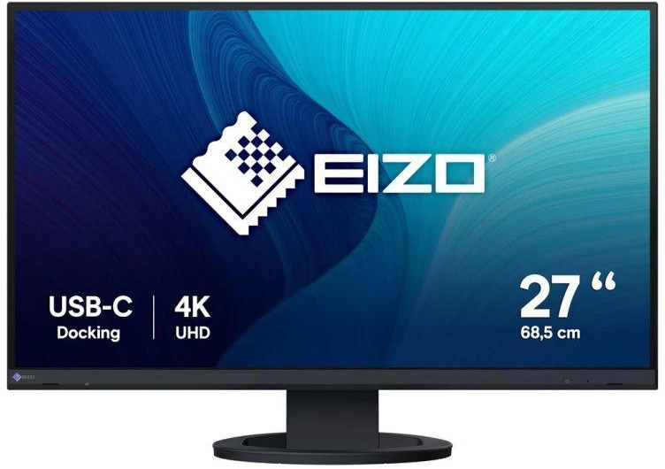 Ausinės EIZO FlexScan EV2740S-BK – 27 colių IPS LCD monitorius, 4K UHD 3840 x 2160 (16:9), USB-C jungtys (juodas)