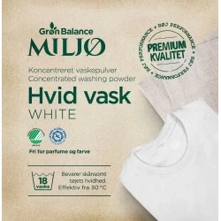 Grandininis pjūklas Ekologiški skalbimo milteliai baltiems drabužiams GRØN BALANCE (785 g, 18 skalbimų)