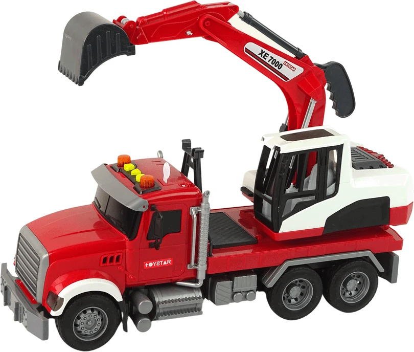 Lean Toys Žaislinis ekskavatorius su šviesos ir garso efektais LeanToys, raudonas