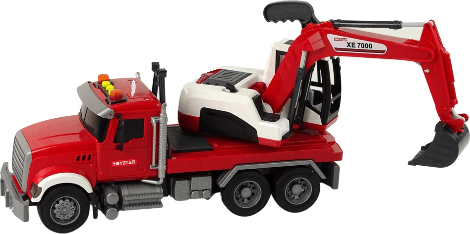 Lean Toys Žaislinis ekskavatorius su šviesos ir garso efektais LeanToys, raudonas