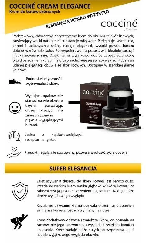 Elegantiškas kremas Coccine vidutiniškai rudos spalvos batų priežiūrai