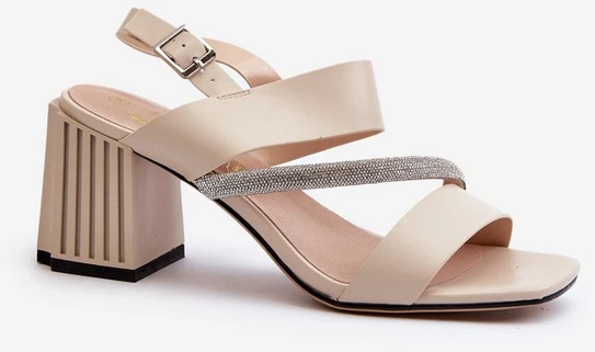 Elegantiški moteriški sandalai su smėlio spalvos smailianosiu kulnu D&amp;A MR38-549