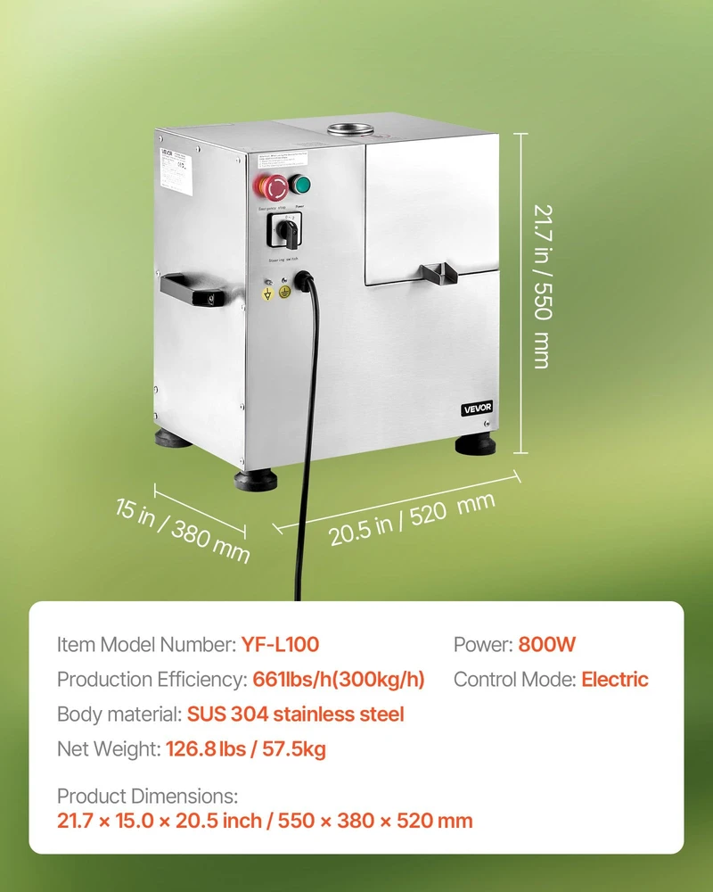 VEVOR Elektrinė cukranendrių sulčiaspaudė 800W su 4 voleliais