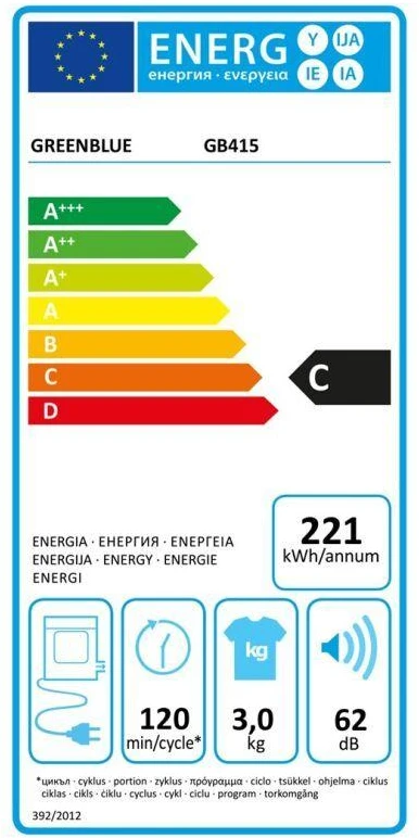 GreenBlue Elektrinė drabužių džiovyklė, 3kg talpa, GB415 GR