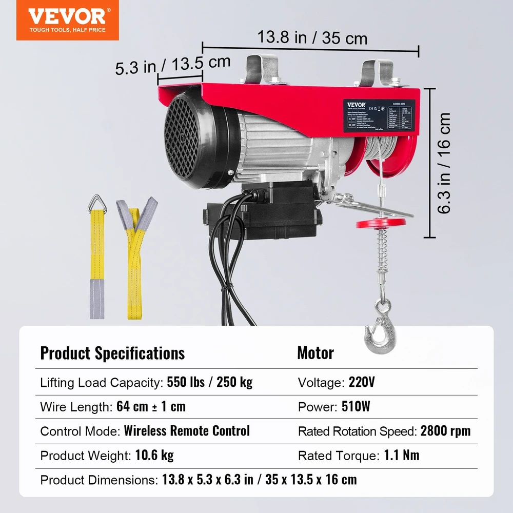 VEVOR Elektrinis keltuvas 250 kg su nuotoliniu valdymu