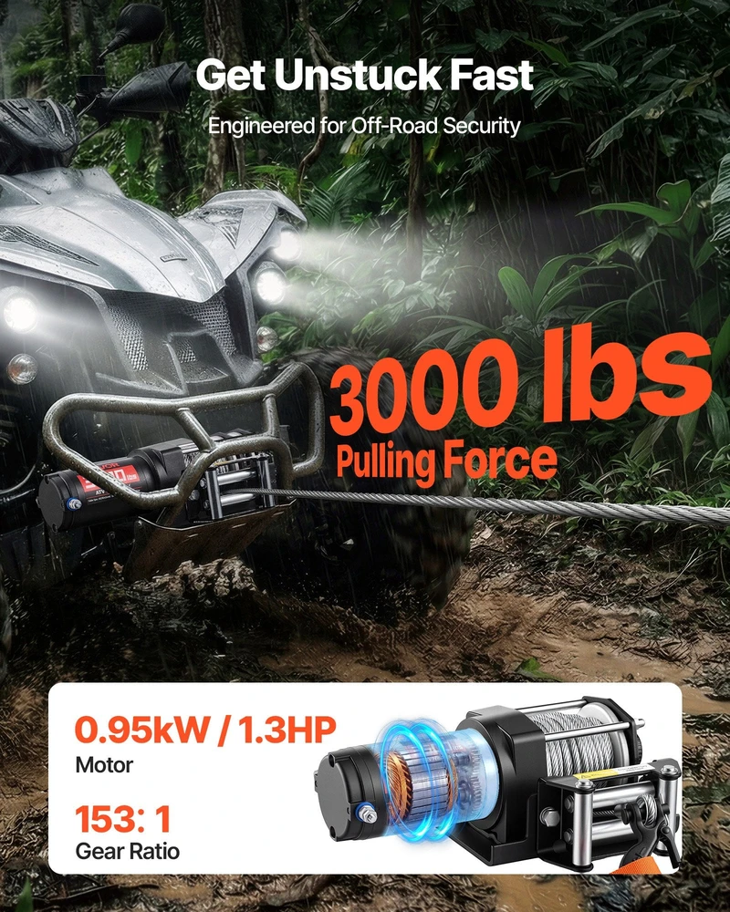 VEVOR 1360 kg elektrinis gervė 12V DC ATV/UTV