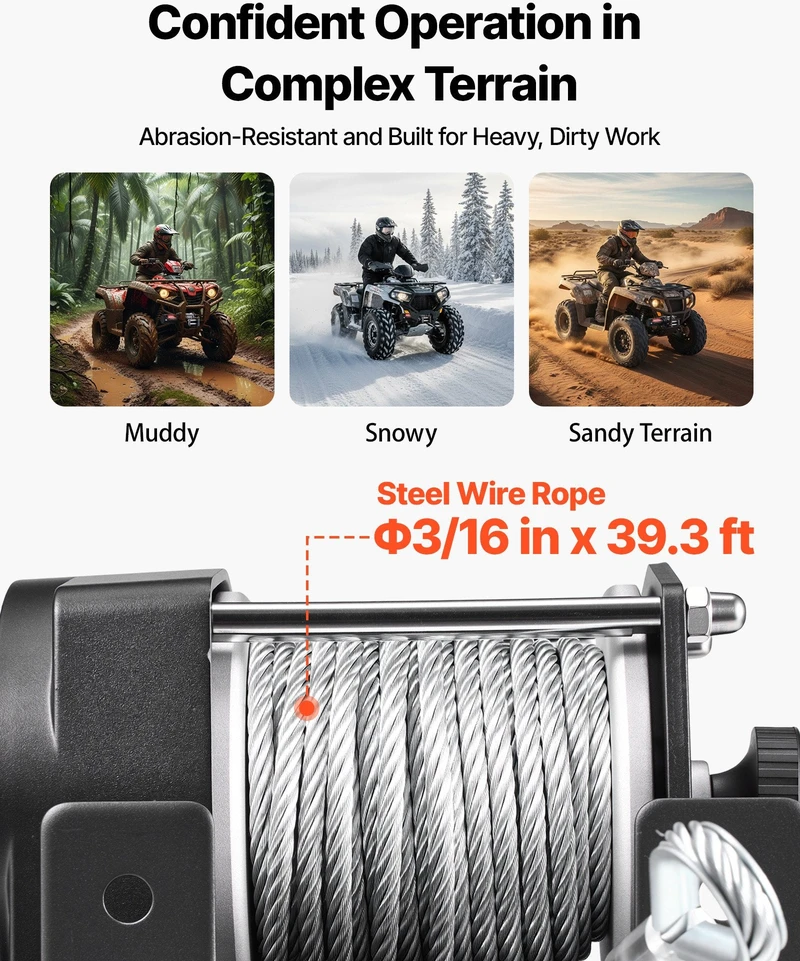 VEVOR 1360 kg elektrinis gervė 12V DC ATV/UTV