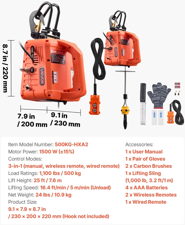VEVOR Elektrinis 3-in-1 paletas kėlimo įrenginys, 500 kg
