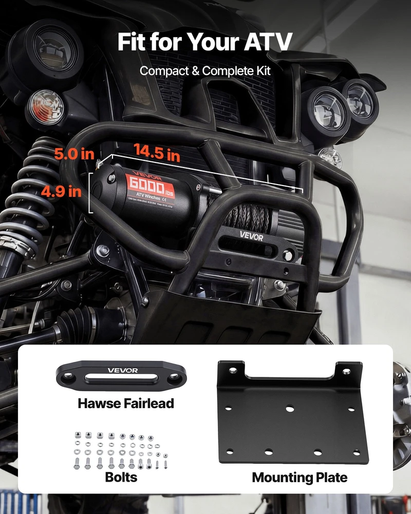VEVOR 12V gervė ATV/UTV su sintetiniu lynu