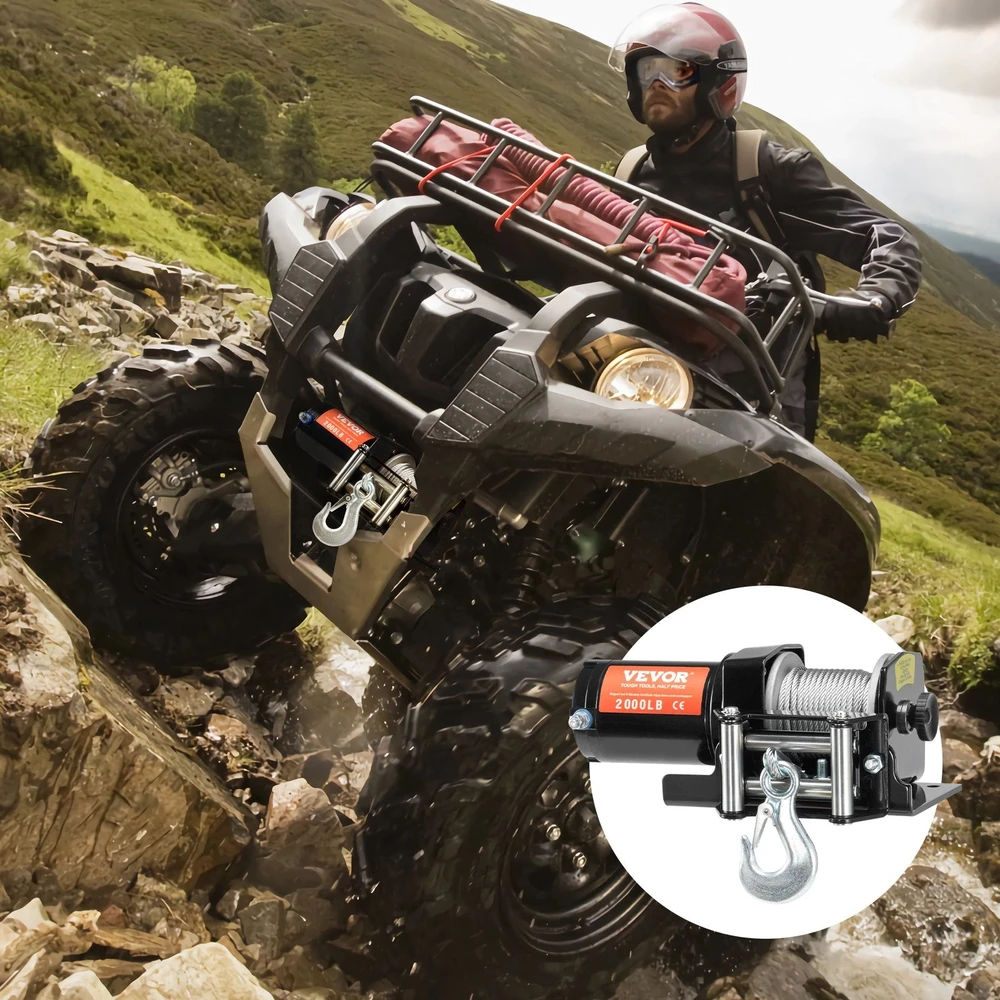 VEVOR Elektrinė gervė ATV UTV 907 kg su plieniniu kabeliu