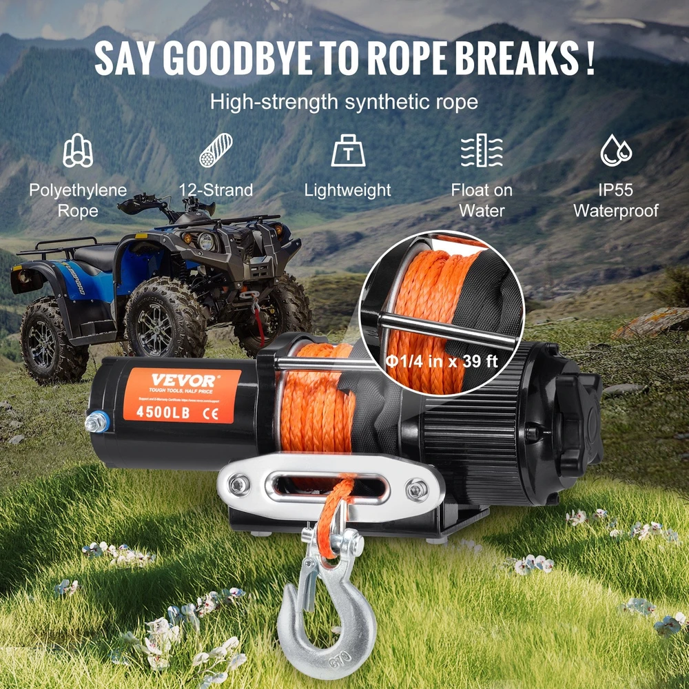 VEVOR Elektrinis gervė ATV UTV 2041 kg lynas