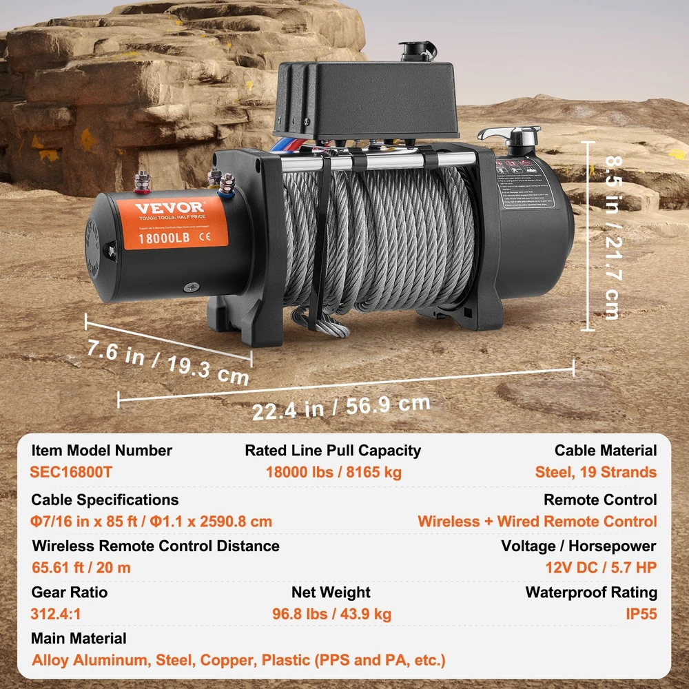 VEVOR Elektrinis 8165 kg gervė sunkvežimiui