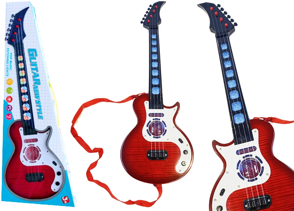 Lean Toys Vaikiška elektrinė gitara su šviesos efektais, 54x17.5x4.5 cm