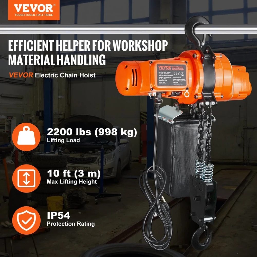 VEVOR Elektrinis grandininis keltuvas 998 kg 3 m