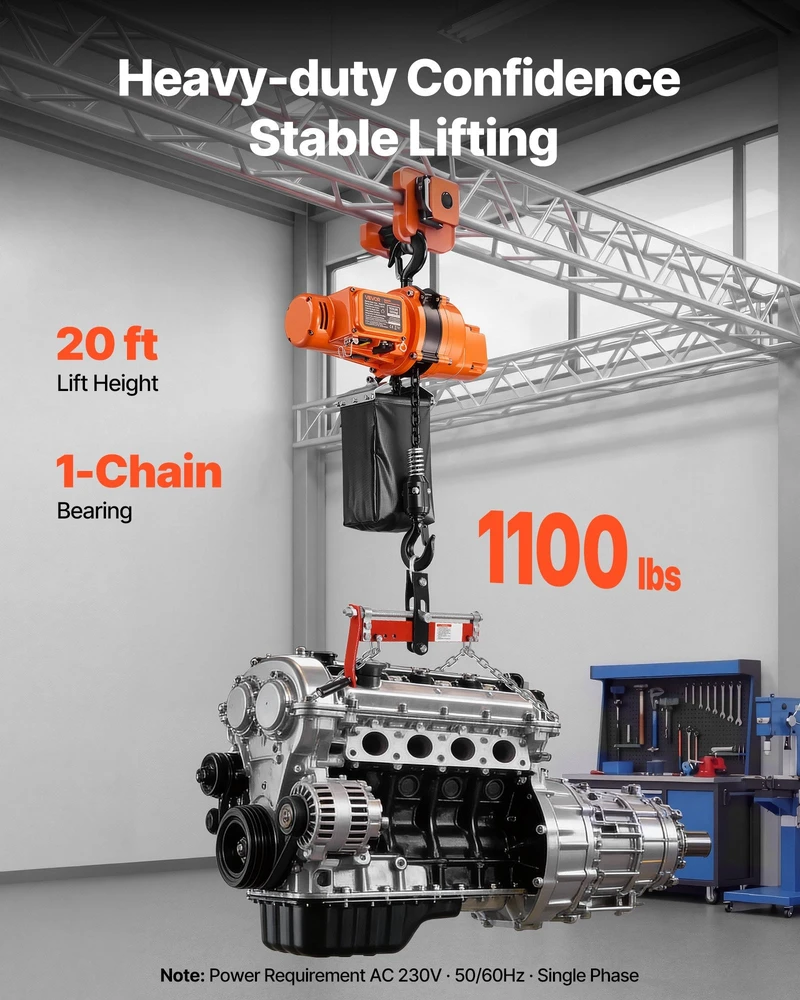 VEVOR Elektrinis grandinės keltuvas 500 kg 6 m aukščio