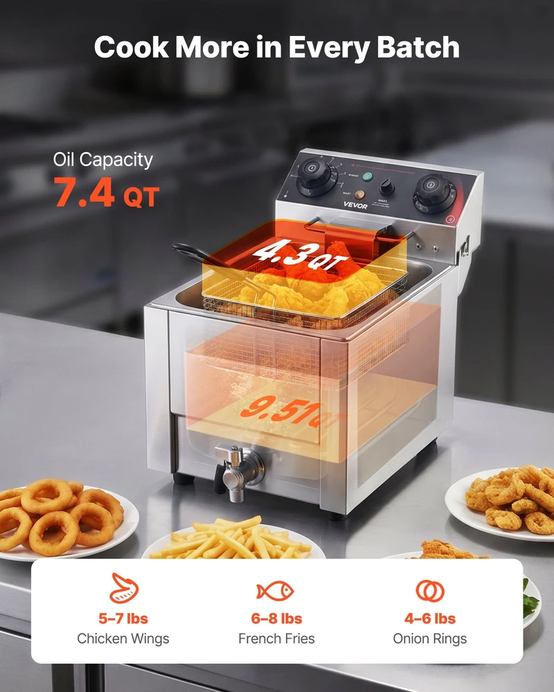 Elektrinė gruzdintuvė VEVOR SEF-101V, 2500W