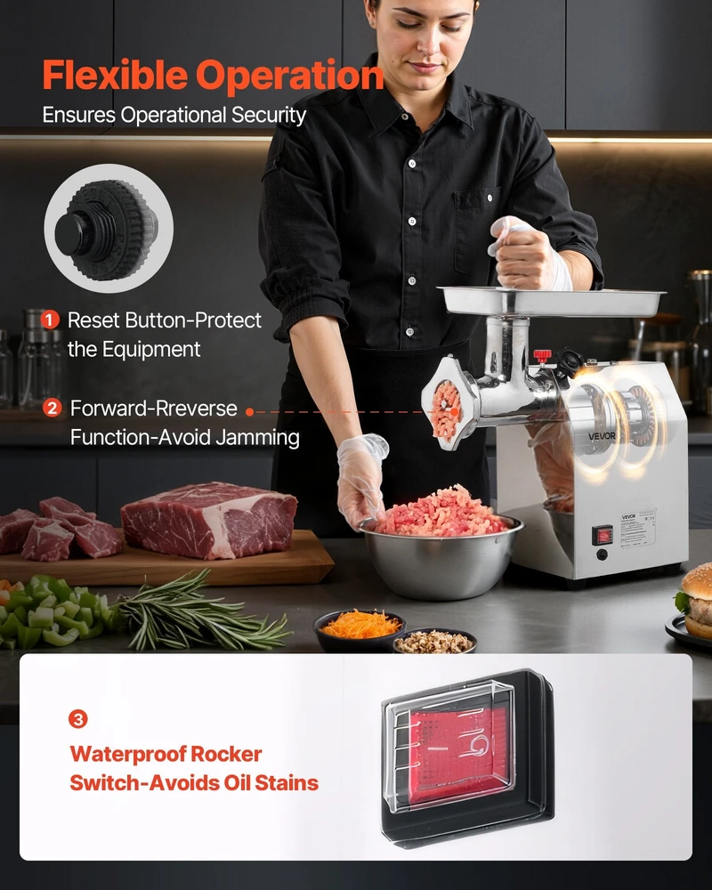 VEVOR Elektrinė mėsmalė ir dešrų kimštuvė 4,2kg/min virtuvei