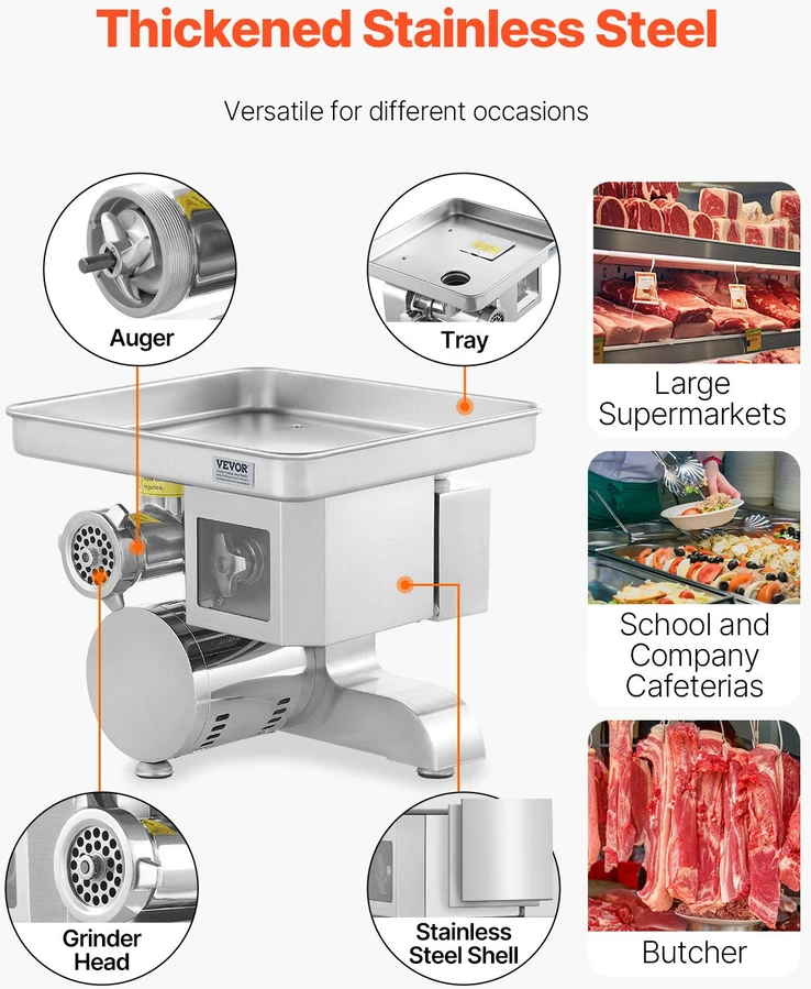 VEVOR Elektrinė mėsmalė 11 kg/min dešrų gaminimui