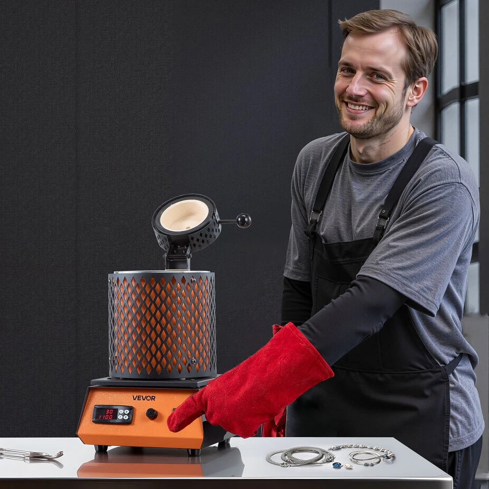 VEVOR Elektrinė lydymo krosnelė, 1350W, 3kg keraminis tiglis