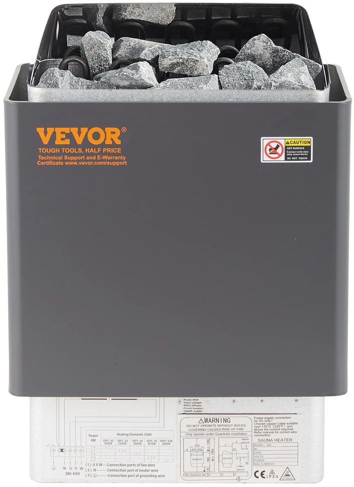 VEVOR Elektrinis saunos šildytuvas su išorine kontrole 9 kw