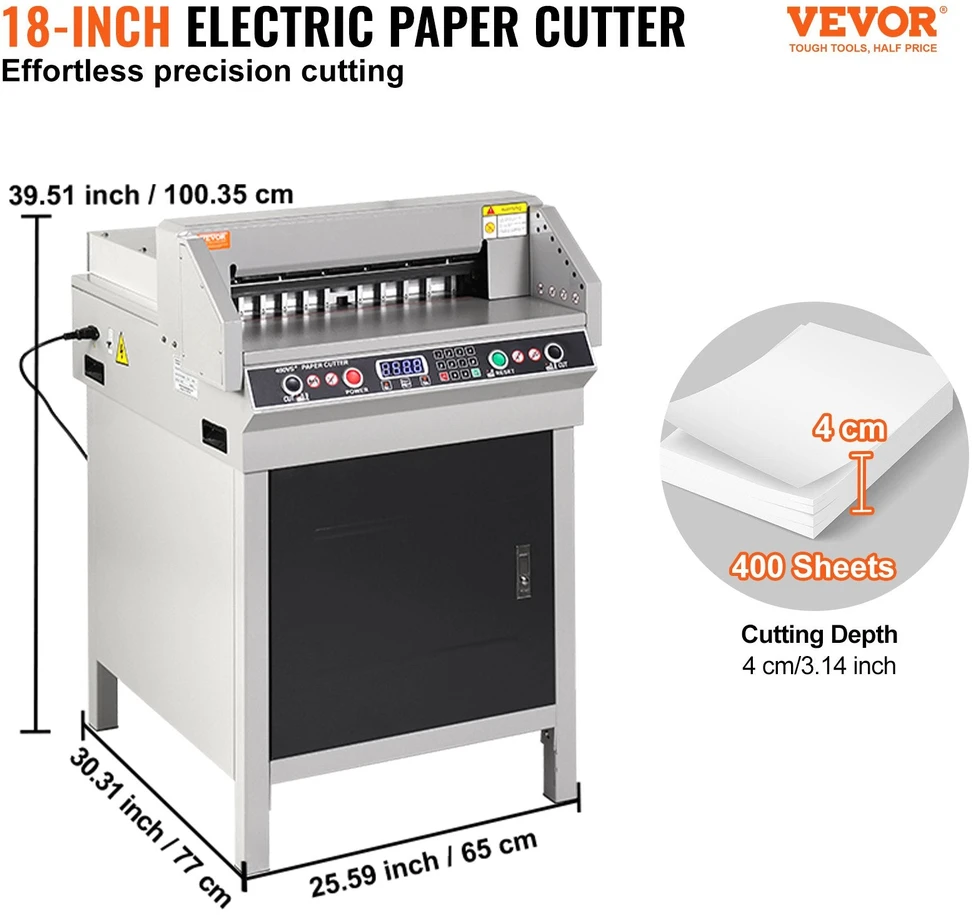 VEVOR Elektrinė 450 mm popieriaus pjaustyklė