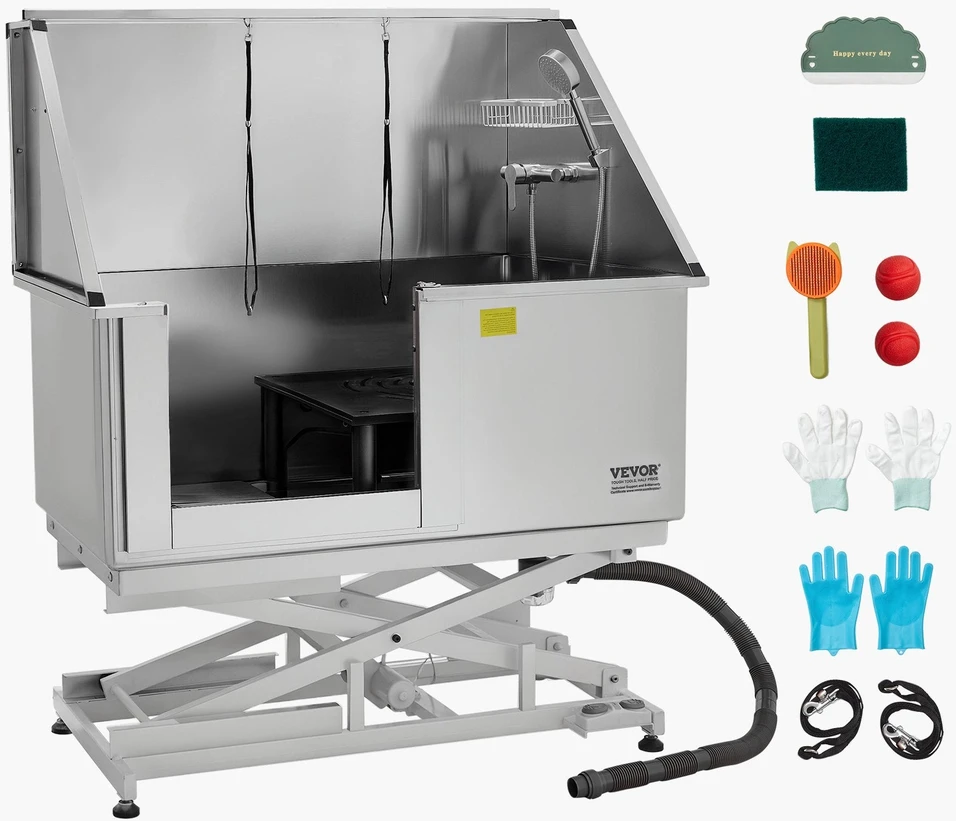VEVOR 127 cm elektrinė šunų maudymo vonelė su filtru