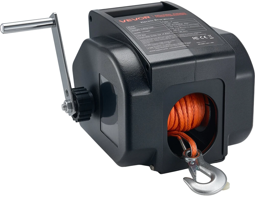 VEVOR Elektrinis valčių gervė, 12V DC 300W, reversinė gervė iki 900 kg