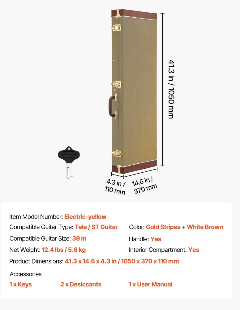 VEVOR Elektrinės gitaros kietas dėklas 1050 mm