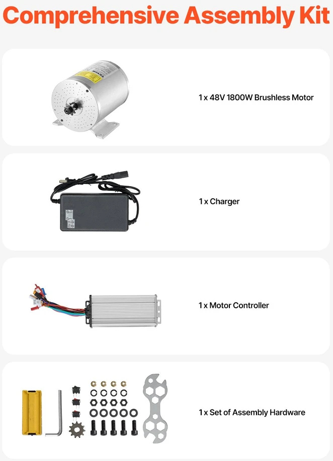 VEVOR 1800W 48V elektrinio variklio rinkinys