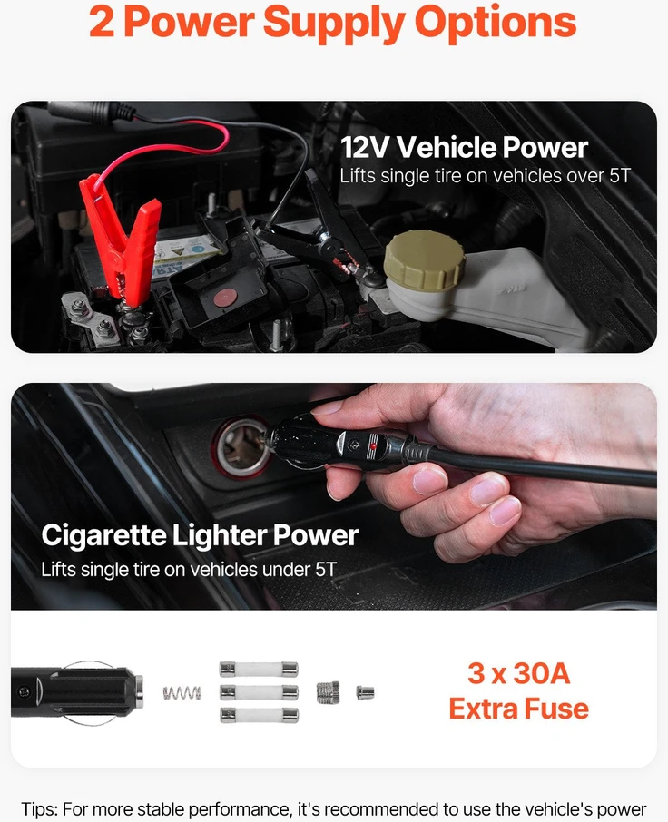 VEVOR Elektrinis automobilio domkratas 15 tonų su LED apšvietimu