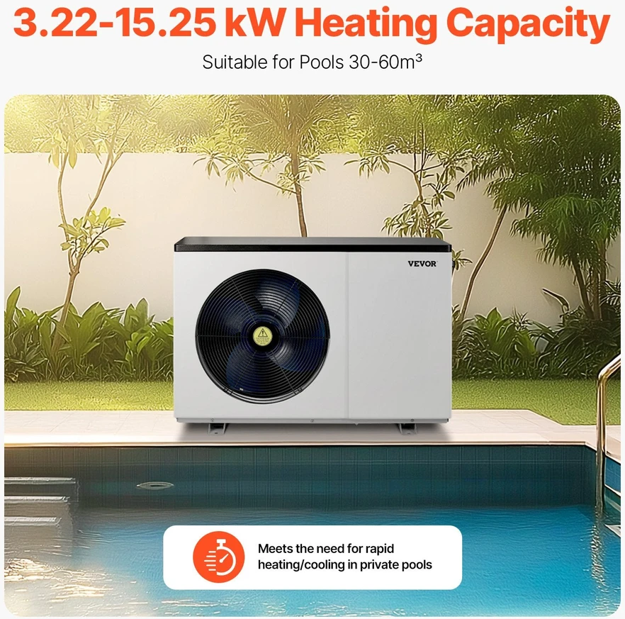 VEVOR Elektrinis baseino šilumos siurblys 3.22–15.25 kW