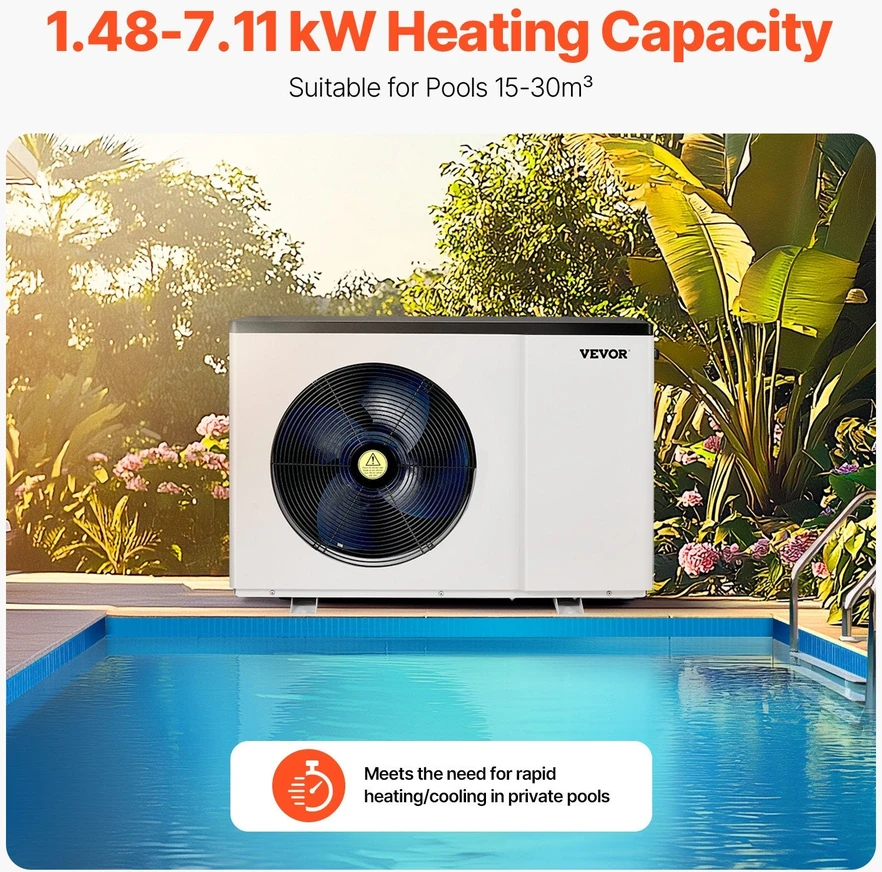 VEVOR Elektrinis baseino šilumos siurblys 1.48-7.11 kW