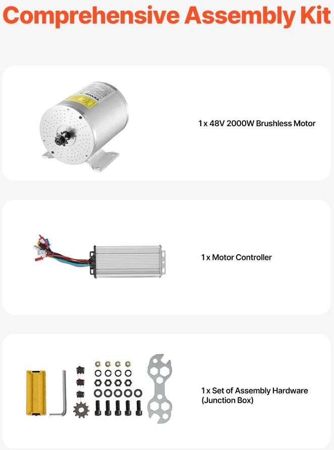 VEVOR Elektrinis bešepetėlinis 48V 2000W variklis su valdikliu