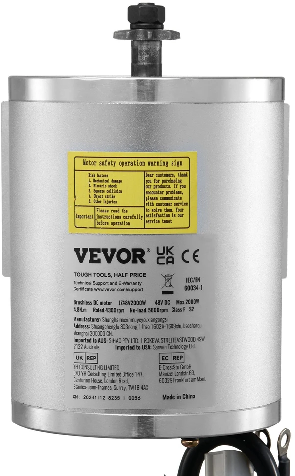 VEVOR Elektrinis bešepetėlinis 48V 2000W variklis su valdikliu