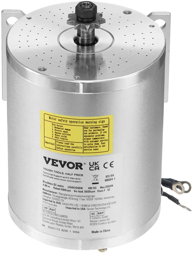 VEVOR Elektrinis bešepetėlinis 48V 2000W variklis su valdikliu