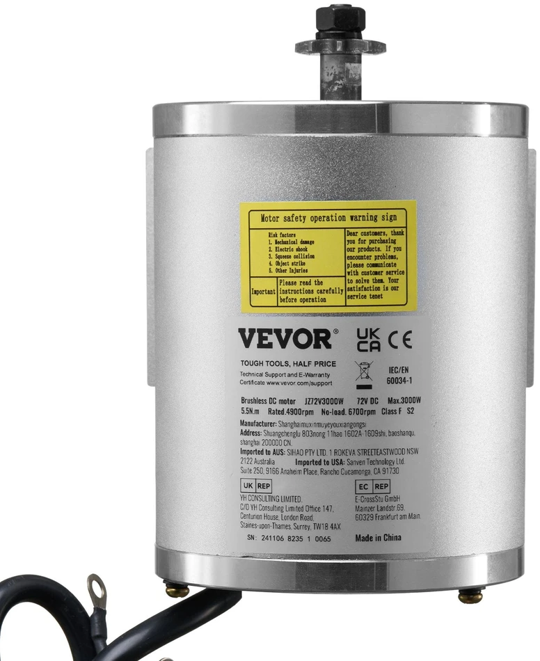 VEVOR 3000W elektrinis bešepetėlinis DC variklio rinkinys