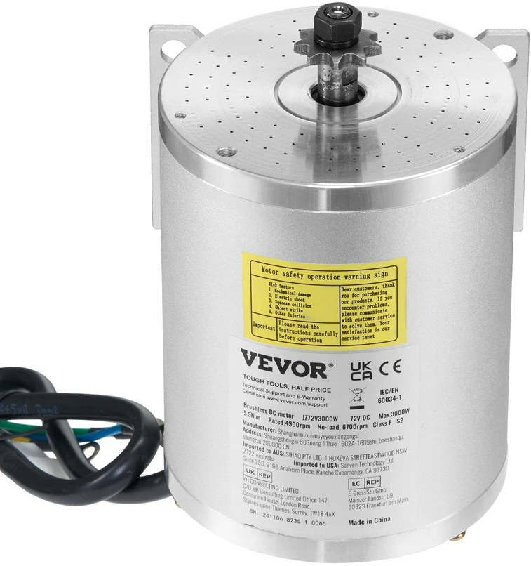 VEVOR 3000W elektrinis bešepetėlinis DC variklio rinkinys