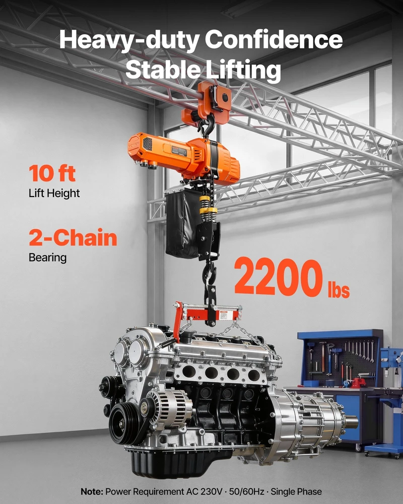 VEVOR 1000 kg elektrinis grandininis keltuvas, 3 m