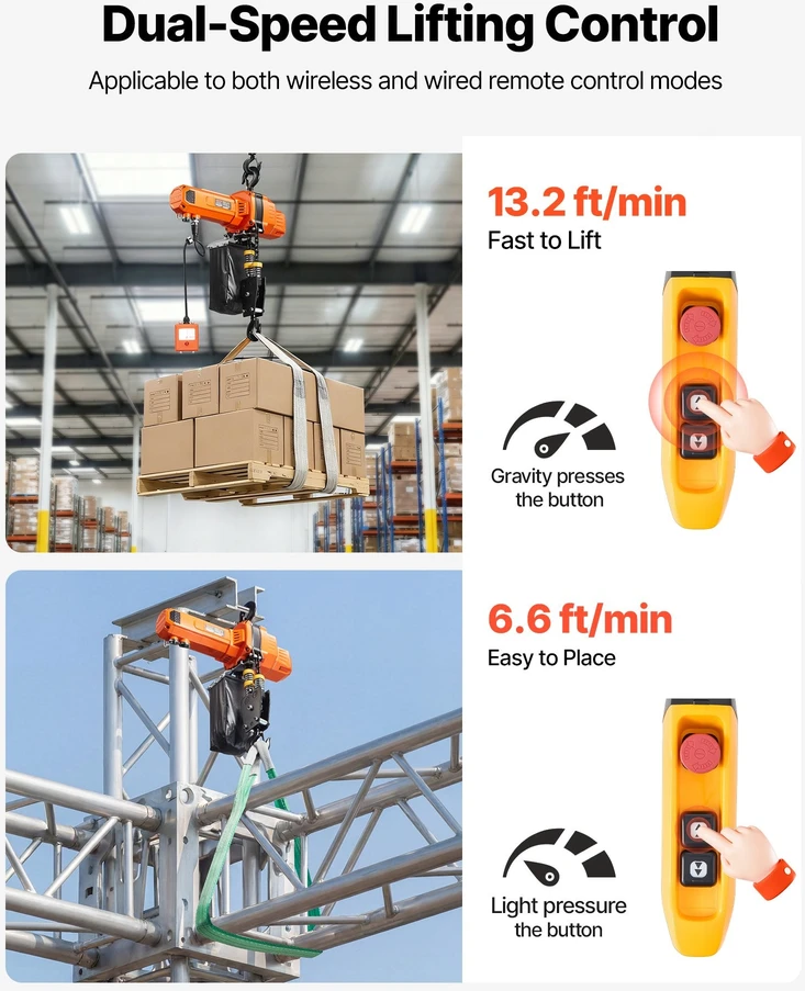 VEVOR 1000 kg elektrinis grandininis keltuvas, 3 m