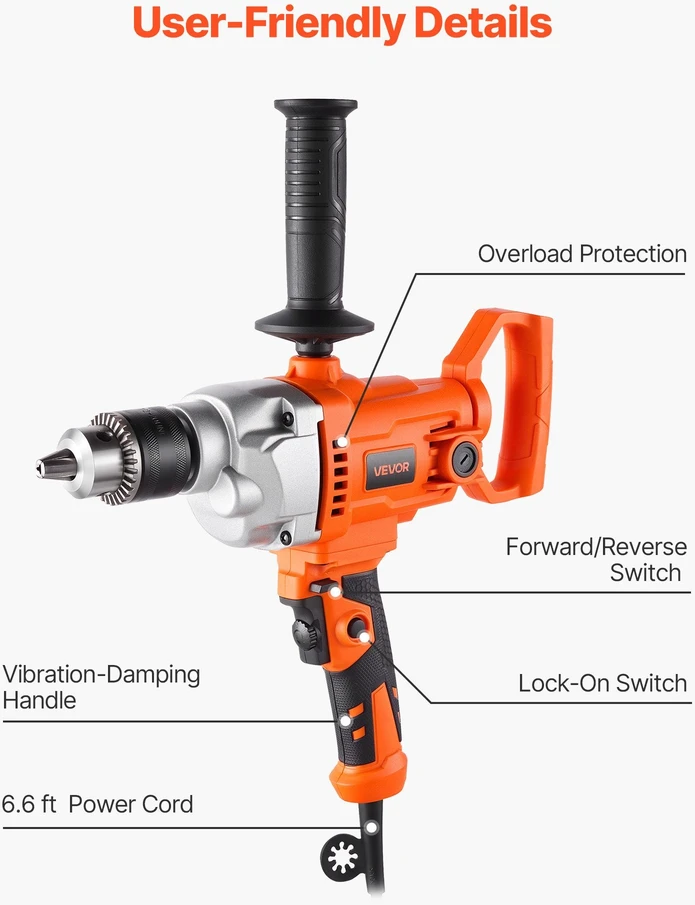 VEVOR Elektrinis gręžtuvas maišytuvas 15,89 mm