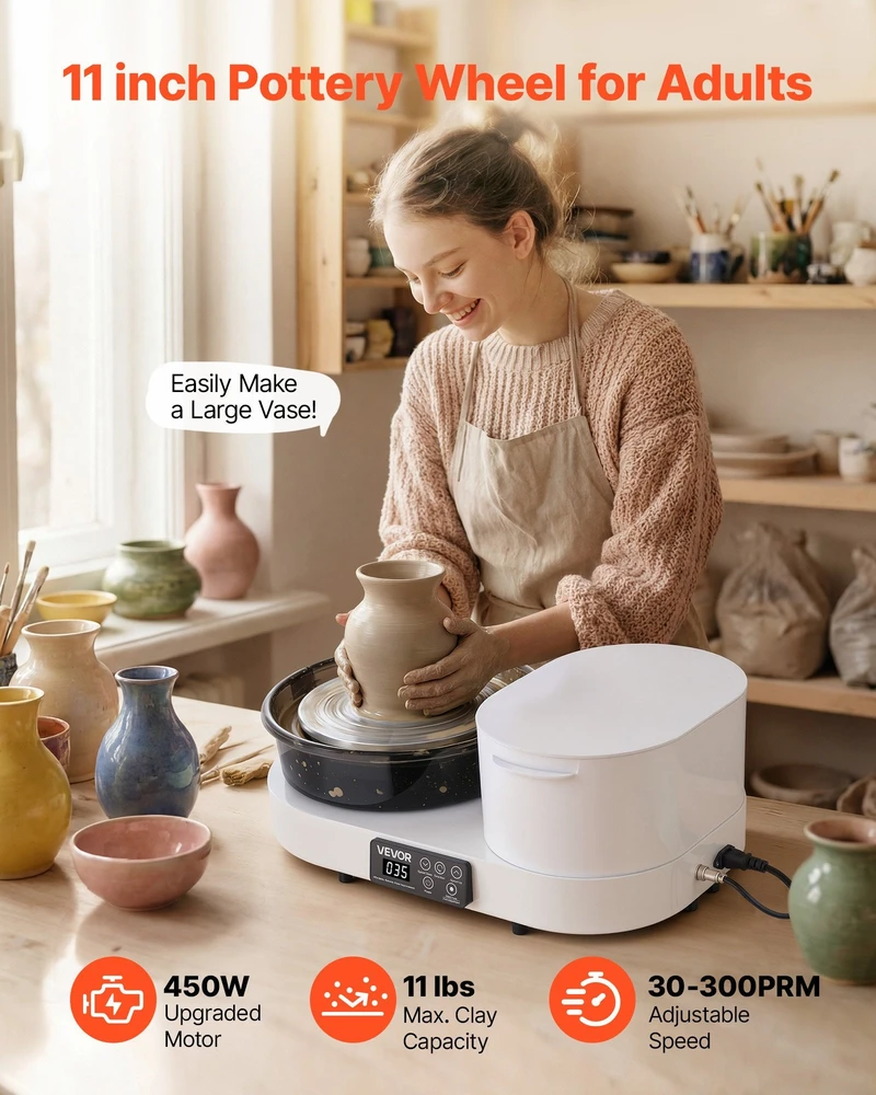 VEVOR Keramikos žiedimo ratas su aliuminiu 28 cm stalu