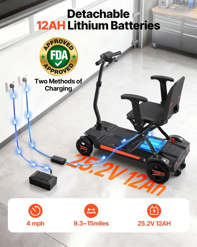 VEVOR Elektrinis keturratis neįgaliųjų vežimėlis