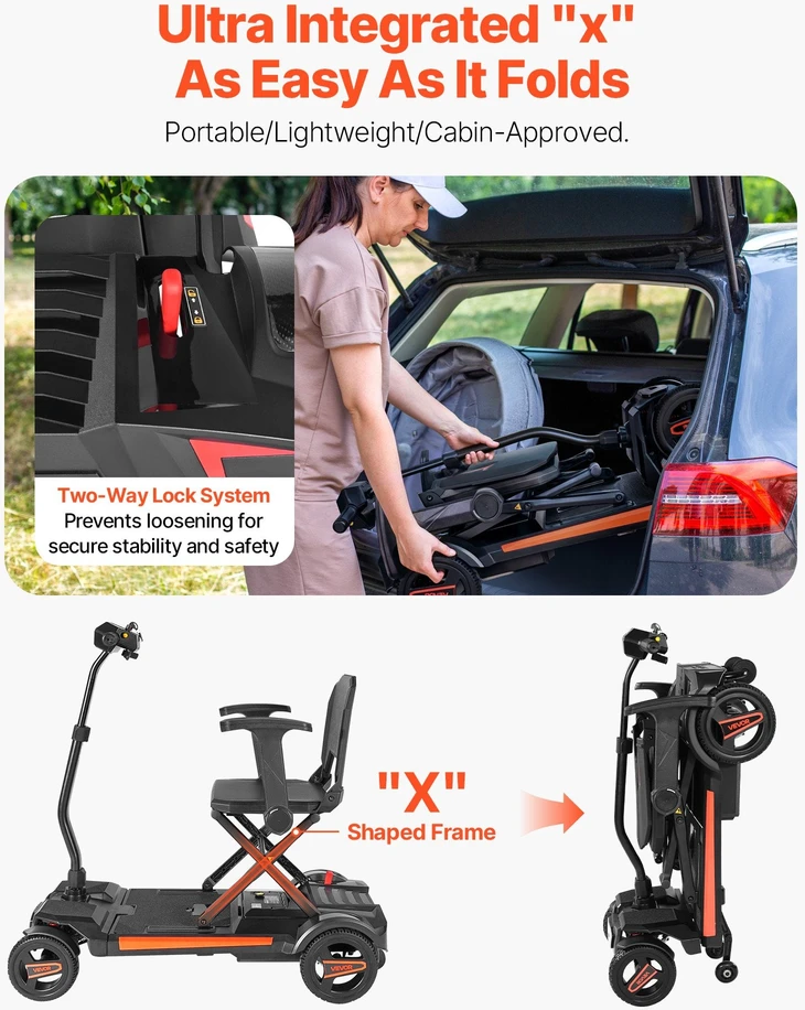VEVOR Keturratis elektrinis mobilumo motoroleris