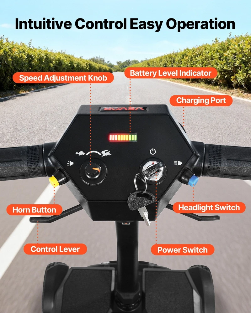 VEVOR Keturratis elektrinis mobilumo motoroleris