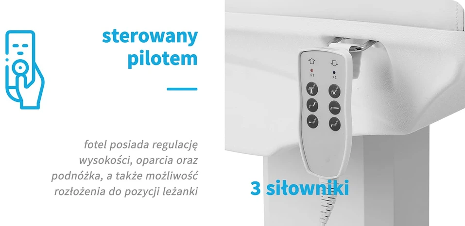 Activeshop Kosmetologinis krėslas Azzurro 803D Electric 3 Motors Professional Baltas