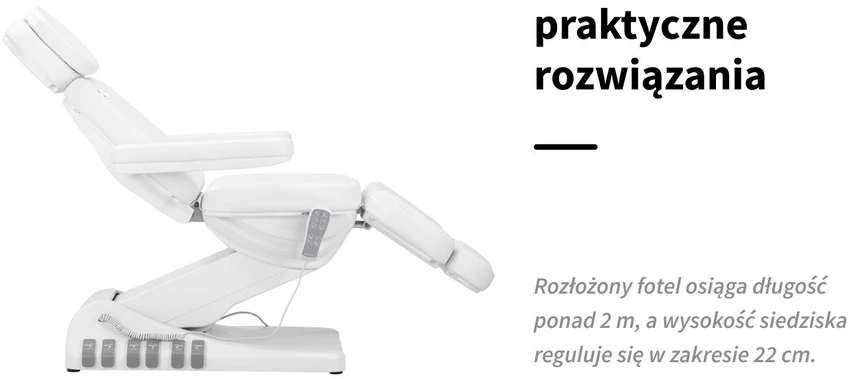Elektrinis kosmetologinis krėslas su 3 varikliais Sillon Luxury 3, baltas